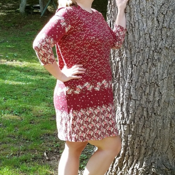 NWOT floral burgundy dress - Picture 2 of 2